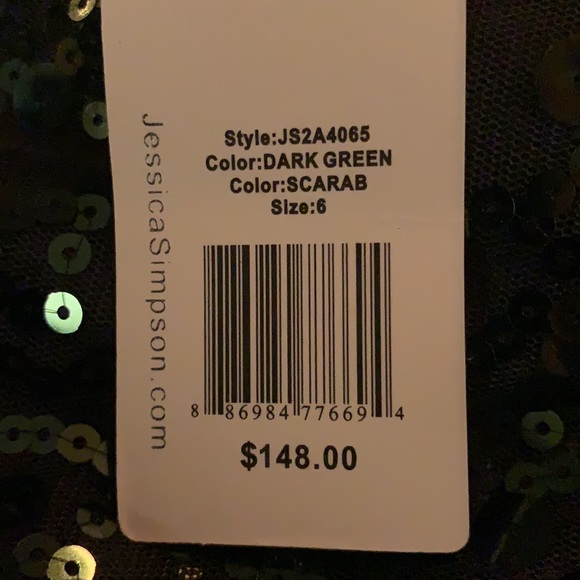 NWT Jessica Simpson Dark Green Sequin Dress - Picture 5 of 5